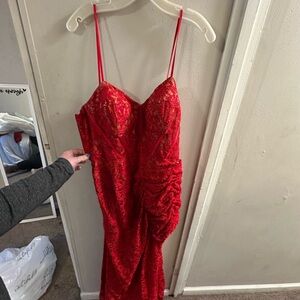 red long dress / prom dresss